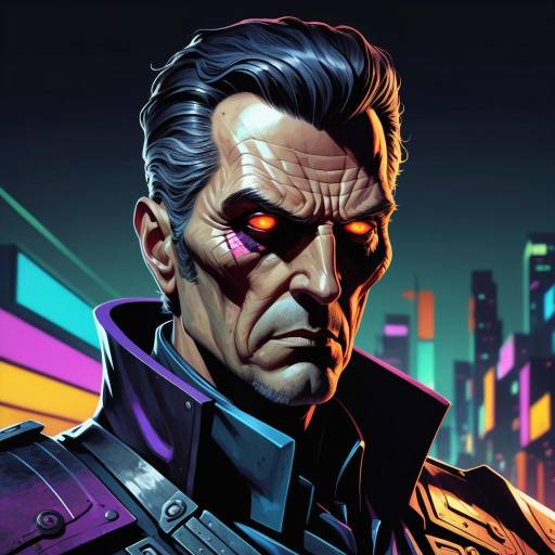 Cyberpunk Man in Leather Jacket