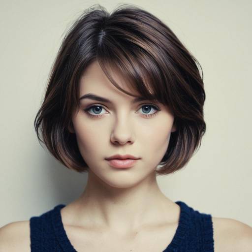 Portrait of Young Woman with Short Brown Hair
