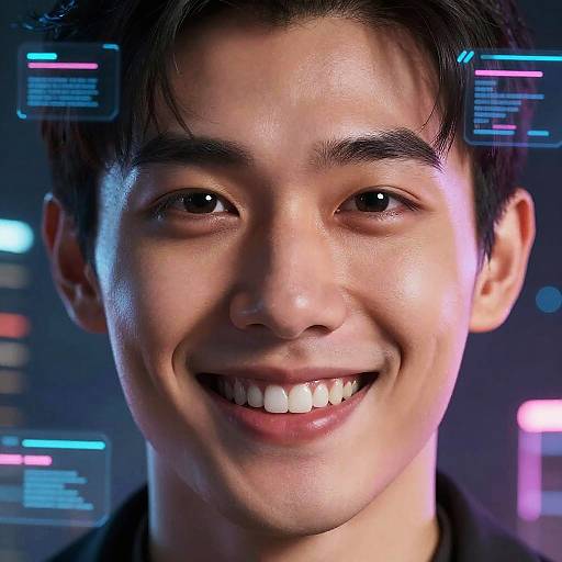 Cyberpunk Smiling Man with AI Filter