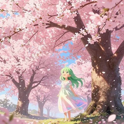 Surreal Anime Cherry Blossom Realm