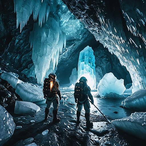 Translucent Ice Cave with Amethyst Geode