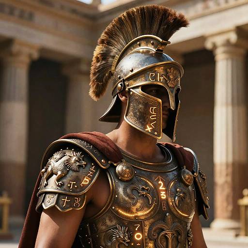 Fantasy Greek Armor with Glowing Runes