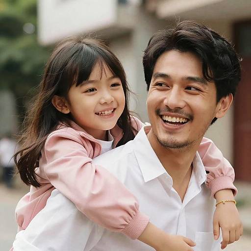 Photoreal Father and Daughter Close-up