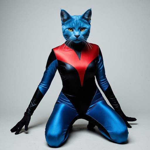 Futuristic Blue Cat Cosplay Character