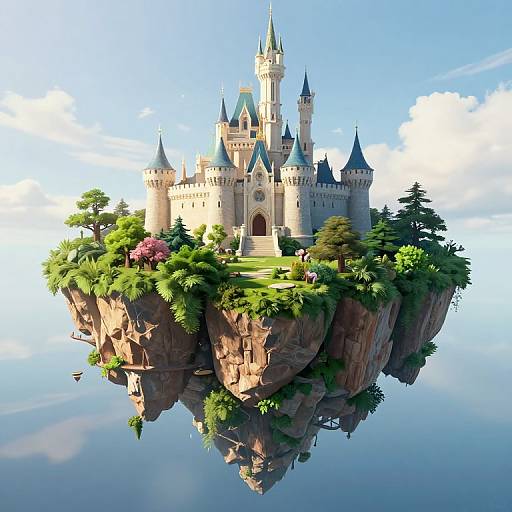 3D Floating Island Castle Fantasy