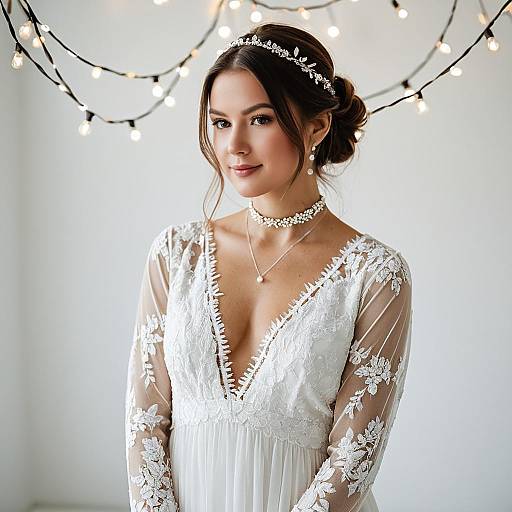 Elegant Bride in Lace Wedding Dress