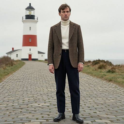Stylish Man by Historic Lighthouse