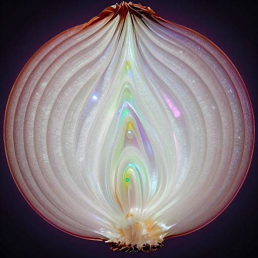 Surreal Iridescent Onion with Cosmic Layers