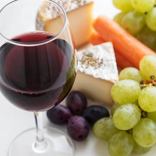 Elegant Wine Glass with Cheese and Grapes