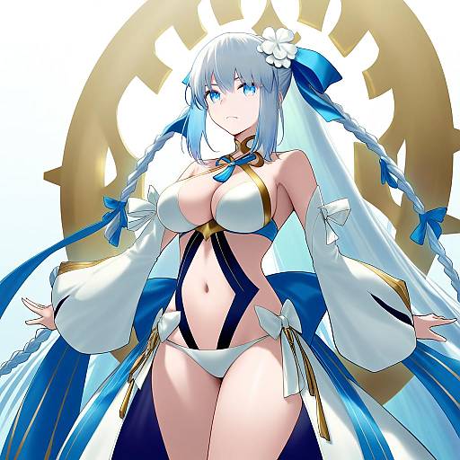 Illustration of Morgan le fay (water princess) (fate), fate/grand order in the style of Somebody (leiking00)