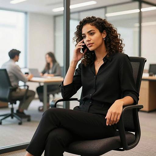 Professional Woman Talking on Phone in Office