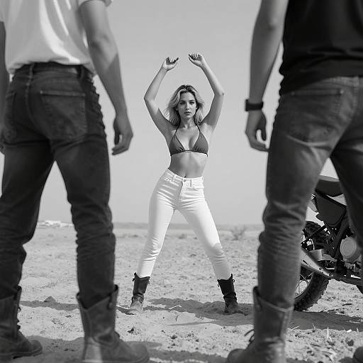 Dynamic Desert Scene with Blonde Woman