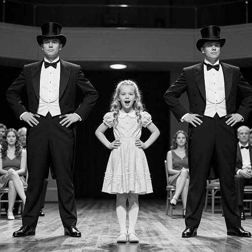 Dramatic Black and White Stage Performance