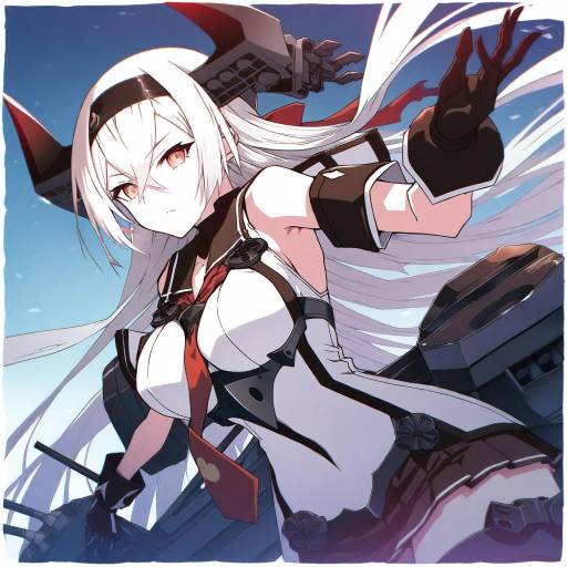 Illustration of Air defense princess, kantai collection in the style of Akakage red