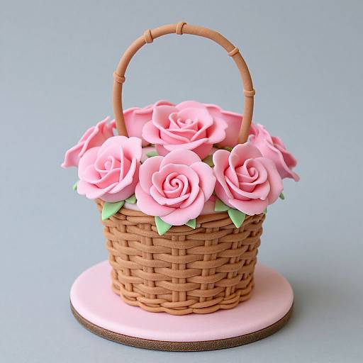Fondant Pink Roses Wicker Cake