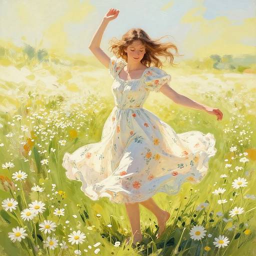 Joyful Dancing in Daisy Field