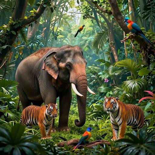 Vibrant Jungle Wildlife Showcase