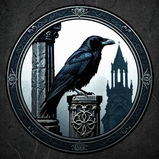 Gothic Raven on Stone Pillar