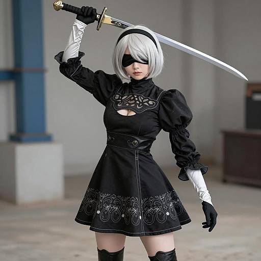 Female Anime Character Cosplay with Sword