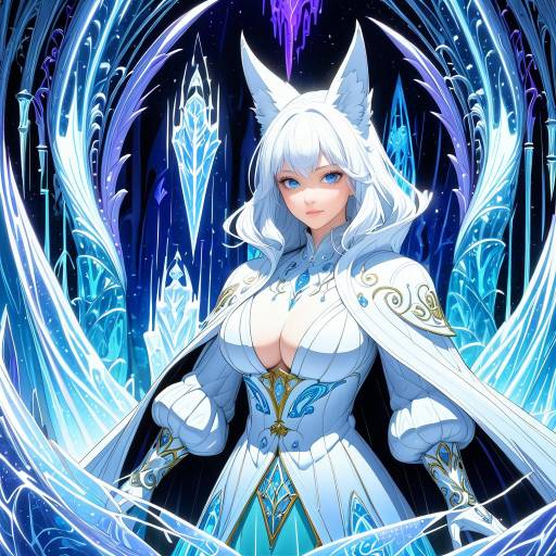 Enchanting Sorceress in Ice Cave Artwork