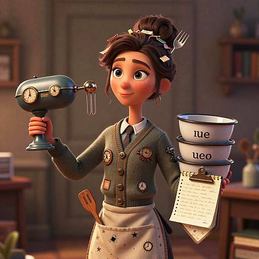 Whimsical Time-Traveling Librarian in 3D