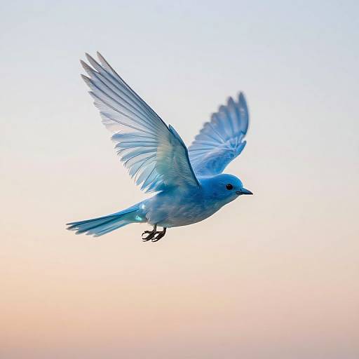 Ethereal Blue Bird in Flight