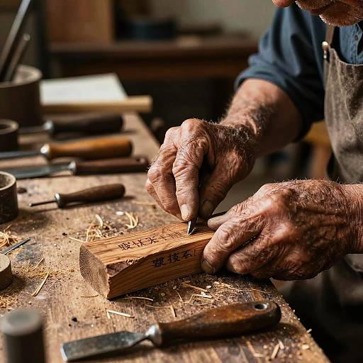 Elderly Artisan in Rustic Workshop