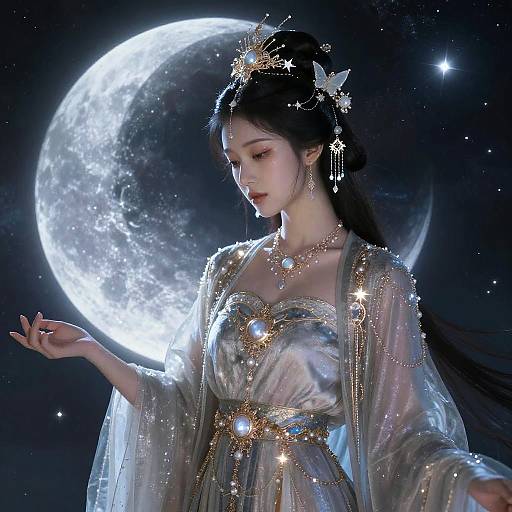 Elegant Sexy Moon Goddess Illustration