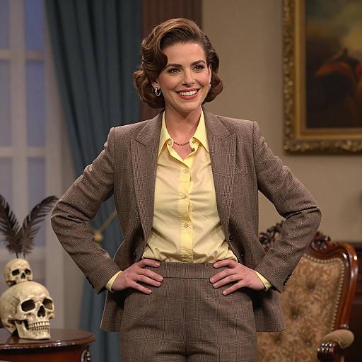 Stylish Woman in Warm, Dim Room