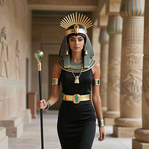Elegant Black Cleopatra Costume Photography