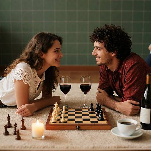 Romantic Couple on a Carpet Scene