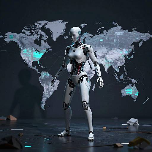 Cybernetic Entity Amidst Digital Decay