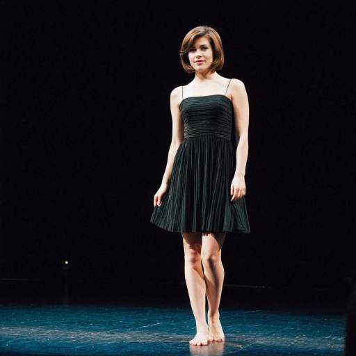Young Woman in Black Dress on Stage