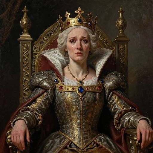Weeping Medieval Queen on Throne
