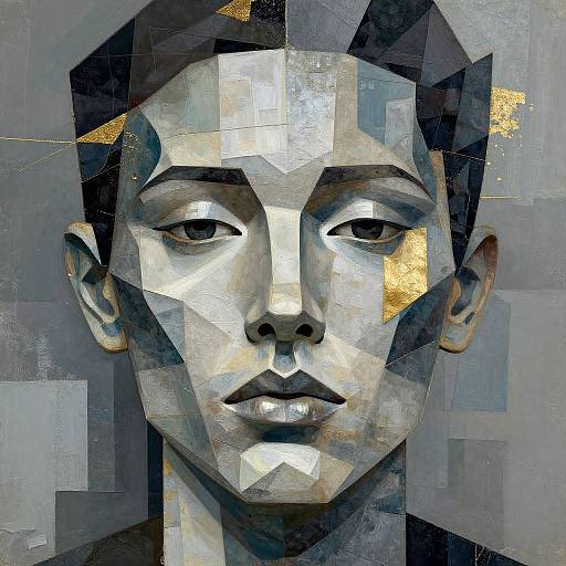Abstract Geometric Portrait with Gold Accents