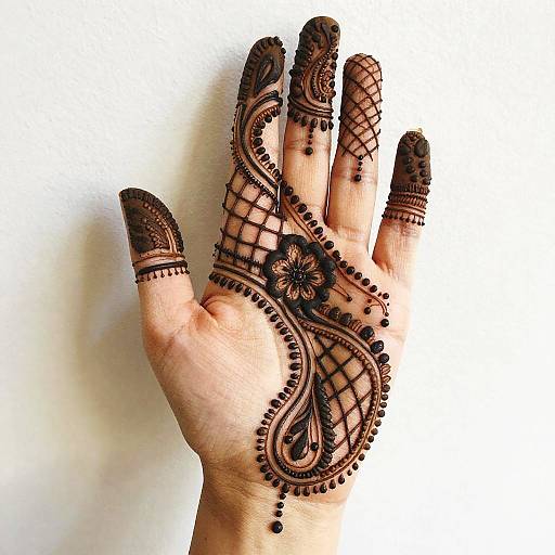 Intricate Black Henna Hand Design