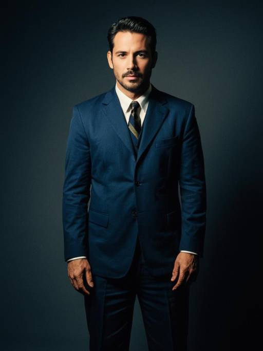 Man in Classic Blue Suit Studio Portrait