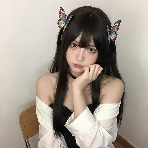 Anime Cosplayer in Twin Buns Pose