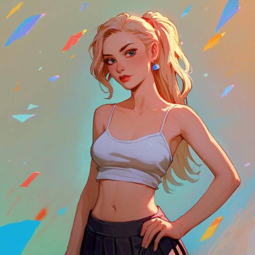 Stylish Blonde Girl in Crop Top