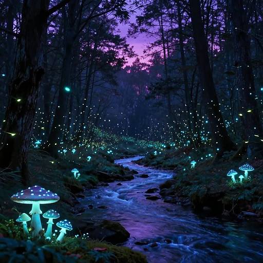 Enchanted Twilight Forest of Glowing Mushrooms