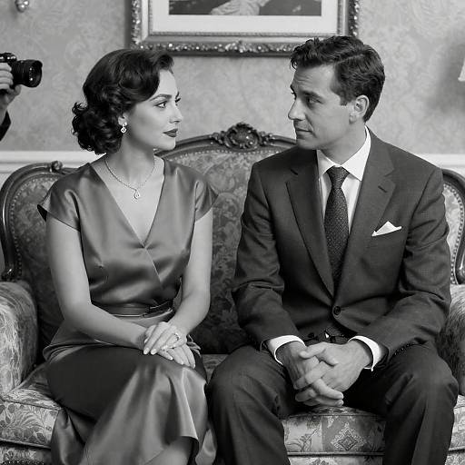 Elegant Black-and-White Portrait Scene