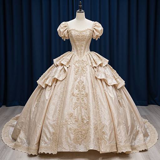 Elegant Champagne Ball Gown Display