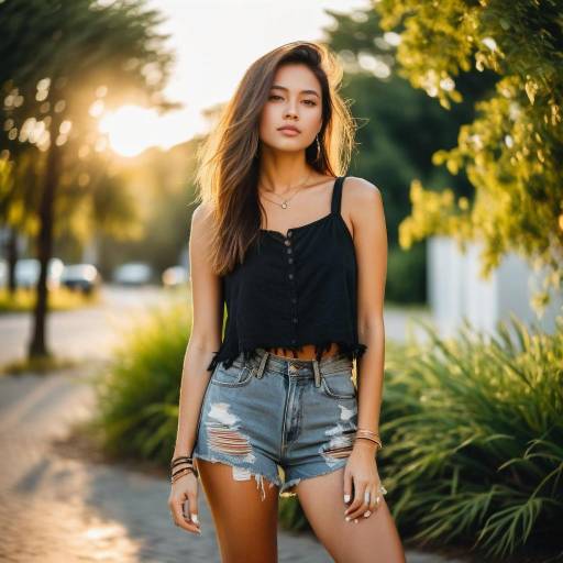 Young Woman in Casual Summer Outfit Outdoors