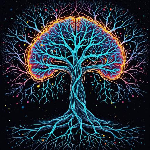 Vibrant Brain-Tree Fusion Art