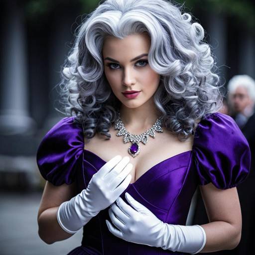 Woman in Ursula Villain Costume with Purple Dress