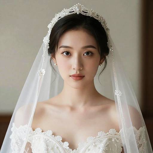 Close-Up of Traditional Bridal Veil