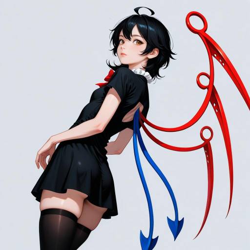 Elegant Winged Girl with Red and Blue