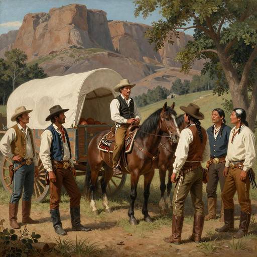Cowboys and Natives at 19th Century Camp