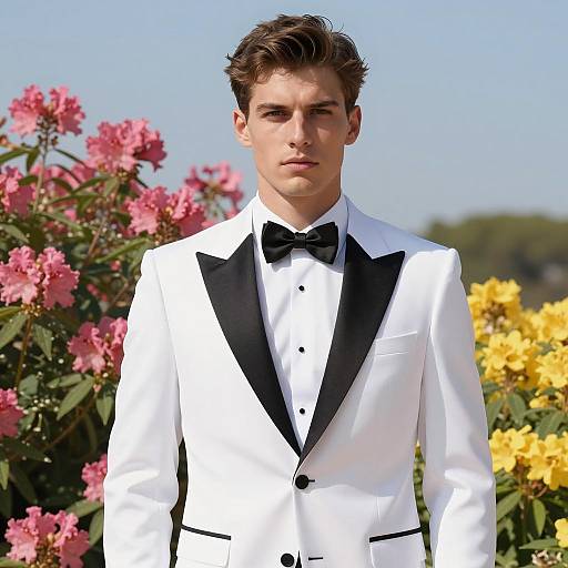 Young Man in White Tuxedo with Bow Tie