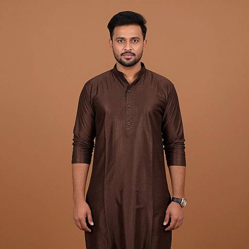 Man in Traditional Brown Kurta